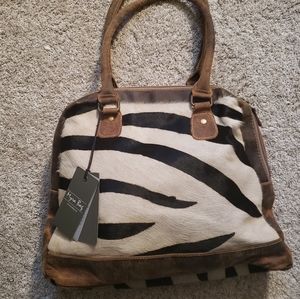 Myra Bags zebra style hairon bag